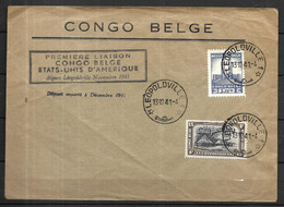 Congo Belge  1ere Liaison Congo Belge  Etats Unis Lettre Du 13 12 1941 De Léopoldville - Lettres & Documents