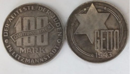 GETTO 100 MARK 1943 LITZMANNSTADT GERMAN COIN MONETA GHETTO EBREI JUDE JUIFE Auschwitz JUDE EBREI GERMANY - Verzamelingen