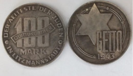 GETTO 100 MARK 1943 LITZMANNSTADT GERMAN COIN MONETA GHETTO EBREI JUDE JUIFE Auschwitz JUDE EBREI GERMANY - Collezioni