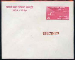 India 1954 Stamp Centenary 2as Postal Stationery Envelope (Airmail Transport) Opt'd SPECIMEN, Status Uncertain - Ungebraucht