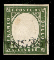 Antichi Stati Italiani - Sardegna - 1862 - 5 Cent Verde Bronzo (13Dd) - Usato Con Parte Di Lineare "PER CONSEGNA" - Prec - Non Classés