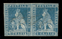 Antichi Stati Italiani - Toscana - 1851 - 2 Crazie (5) - Coppia Orizzontale - Nuova Con Gomma Parziale - Difetti - Da Es - Non Classés