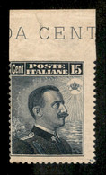 Regno - Vittorio Emanuele III - 1911 - Michetti 15 Cent Non Dentellato In Alto Con Bordo Foglio In Alto (96f) - Gomma In - Autres & Non Classés