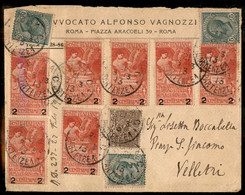 Regno - Vittorio Emanuele III - 1 Cent + Tre 5 Cent + Sette 2 Cent Su 10 (68 + 81 + 100) Su Lettera Per Velletri Da Roma - Autres & Non Classés