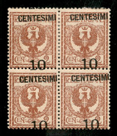 Regno - Vittorio Emanuele III - 1923/27 - Floreale Quartina 10 Cent Su 2 Con Soprastampa Fortemente Spostata In Basso -  - Autres & Non Classés