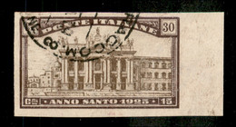 Regno - Vittorio Emanuele III - 1924 - Anno Santo 30 Cent Non Dentellato (170c) Bordo Foglio A Destra - Usato - Autres & Non Classés