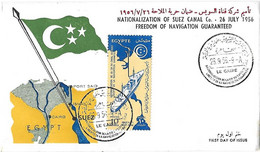 EGYPTE - Yvert 384 Sur Enveloppe 1er Jour - Cad 26 9 56 - Le Caire - Nationalisation Canal De SUEZ - 26 July 1956 - - Brieven En Documenten