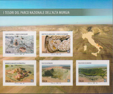 ITALY, 2021, MNH, TREASURES OF THE NATIONAL PARK OF ALTA MURGIA, CAVES, MINES, DINOSAURS, PREHISTORIC MAN, SHEETLET - Altri