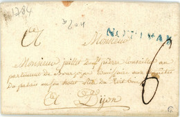 Promo 26 Aout 1784 Lettre Avallon Bleu Taxe 6  Vers Dijon,ind 19 - 1701-1800: Précurseurs XVIII