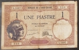 French Indochina Indo China Indochine Laos Vietnam Cambodia 1 Piastre Fine Banknote Note 1921-31 - Pick # 48a / 2 Photos - Indochine
