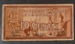 French Indochine Indochina Vietnam Viet Nam Laos Cambodia 10 Cents VF Banknote Note Billet 1939 - Pick # 85a / 02 Photos - Indochina