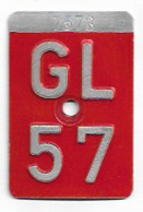 Velonummer Glarus GL 57 - Plaques D'immatriculation