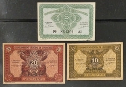 3 French Indochine Indochina Vietnam Viet Nam Laos Cambodia Banknote Notes 1942-43 - Pick # 88,89,90 / 2 Photos - Indochina