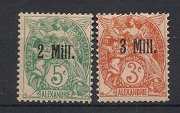 ALEXANDRIE - 1921 - N°Yv. 35 Et 36 - TYpe Blanc Surchargés - Neuf * / MH VF - Unused Stamps