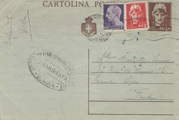 NOV. 1945- C P E P Lire 1,20 + Compl. 3 Lit Da Verona  Per Francia  - Censura Di Genova - TRANSITATA - Entiers Postaux