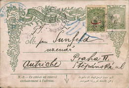 Turkey; Ottoman Postal Stationery Sent To Prague - Briefe U. Dokumente