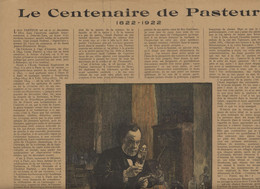 Le Centenaire De Pasteur 1822-1922 -Victor Bérard (discours Au Sénat) 33 Cm X 49 Cm - Affiches
