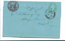 GBE045 / GROSSBRITANNIEN - - Brief-Ganzsache Army/Navy Society. Empfangsbestätigung London 1913, Bild Innenseite - Covers & Documents