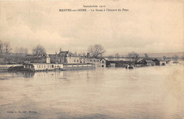 78-MANTES-SUR-SEINE-INONDATION 1910 LA SEINE A L'AMONT DU PONT - Mantes La Jolie