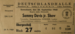 Concert Ticket // Sammy Davis Jr. Show //Light Fold // Deutschlandhalle 1968 Und Voranzeige Louis Armstrong Reverse Side - Konzertkarten