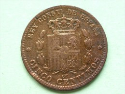 1877 OM - Cinco ( 5 ) Centimos / KM 674 ( For Grade, Please See Photo ) !! - Monete Provinciali