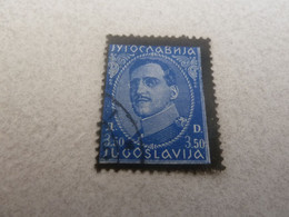 Jyrocnabnja - Yugoslavija - Roi Alexandre Cadré Noir - Val 3.50 D - Bleu - Oblitéré - Année 1933 - - Gebraucht