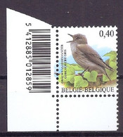 BELGIE * Buzin * Nr 3265  Barcode * Postfris Xx * HELDER FLUOR  PAPIER - 1985-.. Oiseaux (Buzin)