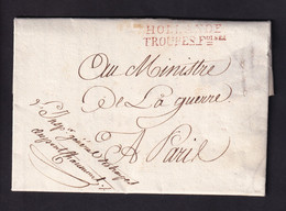 DT 493 - Lettre Précurseur HOLLANDE TROUPES Foises 1800 - Superbe Contenu Armée De Batavie , Quartier Général LA HAYE - Army Postmarks (before 1900)
