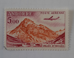 N° 7       Vallée D' Inclès à Soldeu  -  Avion  -  5 F  -  Oblitéré - Poste Aérienne