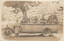 AUTOCAR GRAND GARAGE PEYRUCQ LOURDES CARTE PHOTO Chauffeur Posant Avec Les Passagers - Autobus & Pullman