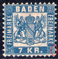 7 Kreuzer Blau - Baden Nr. 25 A - Postfrisch Mit DZ/Abart - Ungebraucht