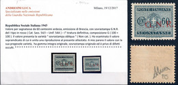 REPUBBLICA SOCIALE ITALIANA - FRANCOBOLLO SEGNATASSE C. 60 SOPRASTAMPATO G.N.R. IN OBLIQUO - NUOVO MNH ** SASSONE 54Ica - Portomarken