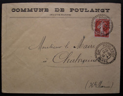 Poulangy 1913 Haute Marne, Cachet Tireté Sur Enveloppe De La Commune, Pour Le Maire De Chalvraines - 1877-1920: Periodo Semi Moderno