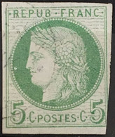 Colonies Françaises YT 17 Fond Ligné (°) Obl 1872-77 Ceres 5c Vert (côte 11 Euros) – Amscol2 - Cérès