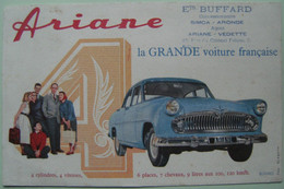 Buvard Concessionnaire Automobiles - " ARIANE " - Etablissements Buffard SIMCA-ARONDE France   A Voir ! - Automotive