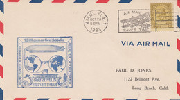 Zeppelin - 1933 - USA - Lettre Du 23/10/1933 - De Miami - Zeppelines