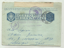 BIGLIETTO POSTALE - DIVISIONE FANTERIA SASSARI 34 COMPAGNIA ARTIERI - POSTA MILITARE N. 86 - 1942 - Marcophilia