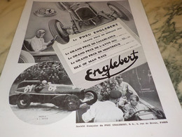 ANCIENNE PUBLICITE PNEU ENGLEBERT GRAND PRIX  1934 - Other & Unclassified