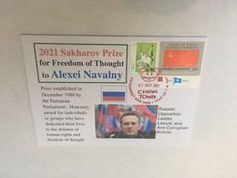 (6 A 14) Special Commemorative Cover - 21st October - Alexei Navalny Awarded 2021 Sakharov Prize (Russia Older Flag Tag) - Storia Postale