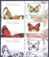 2018. Kyrgyzstan, Butterflies Of Kyrgyzstan, 3 Souvenir Sheets From KEP, Mint/** - Kirgisistan