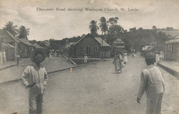 Sainte Lucie St Lucia Chaussée Road Showing Wesleyan Church  Natives  Edit Westall - St. Lucia