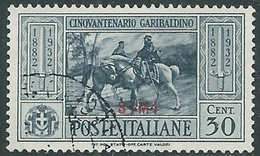 1932 EGEO SIMI USATO GARIBALDI 30 CENT - RA11-6 - Egeo (Simi)