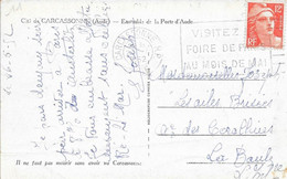 AUDE 11 -  CARCASSONNE RP   - FLAMME N° CAR 264 F   - VISITEZ FOIRE  PARIS AU MOIS DE MAI -   1952 - . - Mechanical Postmarks (Advertisement)