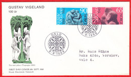 NORWAY FDC 1969 «The Sculptor Gustav Vigeland» NK# 632/33 - Mi# 594/95 Cacheted Cover - Lettres & Documents
