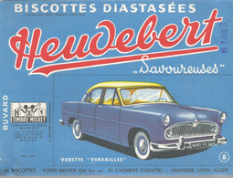 PY /  BUVARD Ancien Biscotte Heudebert VOITURE AUTOMOBILE VEDETTE VERSAILLES Timbre Mickey ALGER - Automotive