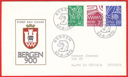 NORWAY FDC 1970 «Bergen 900th Anniversary» NK# 655/57 - Mi# 608/10 Cacheted Cover - Covers & Documents