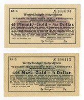 Deutschland, Hof, Wertbeständiges Notgeld - 42 Pf + 1,05 Mark Gold - Lokale Ausgaben