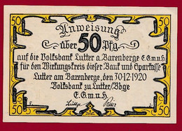 Allemagne 1 Notgeld  De 50 Pf  Stadt  Lutter A Barengerge  Dans L 'état   Lot N °431 - Collections