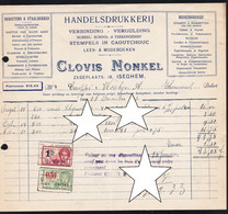 IMPRIMERIE - TABAC - *  ISEGHEM - IZEGEM " CLOVIS NONKEL " * 1933 - DRUKKERIJ - CIGARES Etc - 1900 – 1949