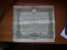 Bon Au Porteur De Vingt Francs Au Profit Des Associations De La Presse 1887 - Autres & Non Classés